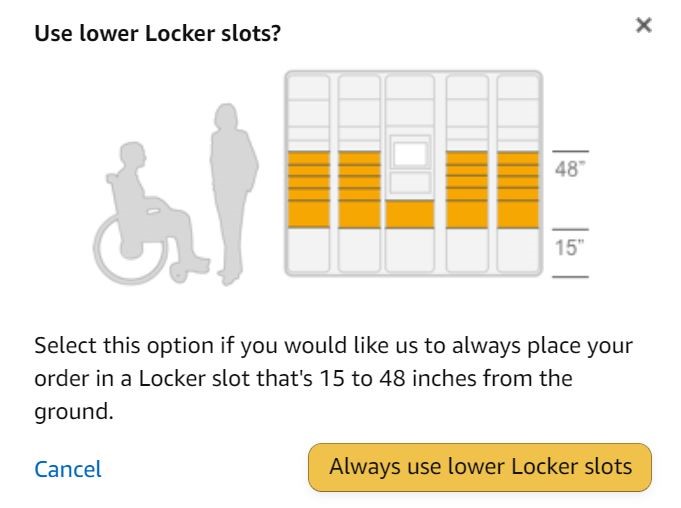 lower locker slots for people with disability.